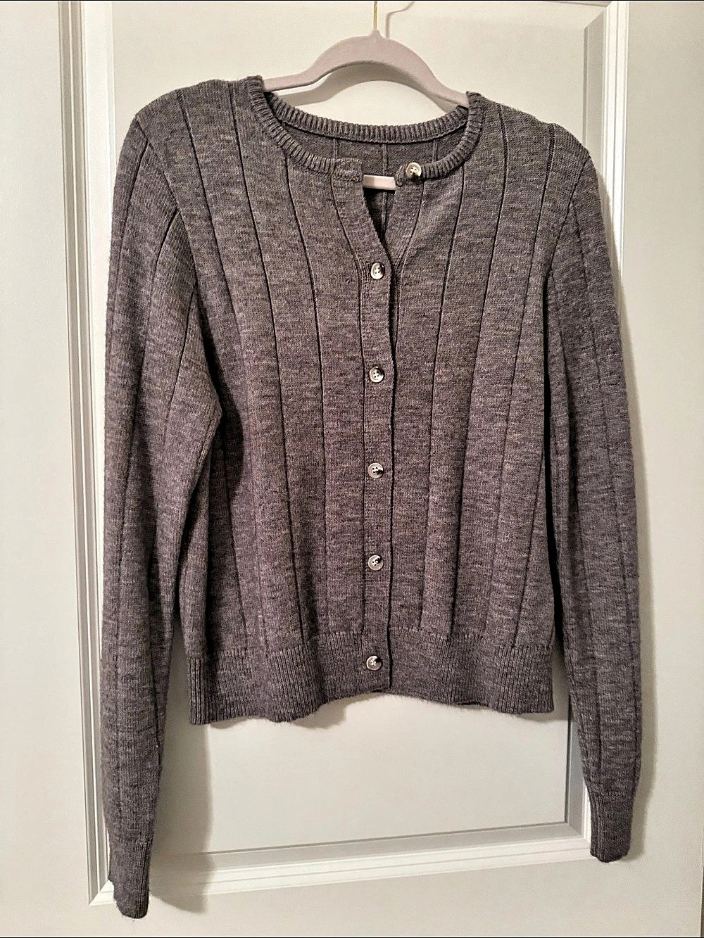 Commense Ribbed Crew Neck Sweater Gray XL Like New